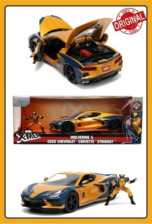 Marvel X - Men Wolverine & 2020 Chevrolet Corvette Stingray Model Araba 1:24