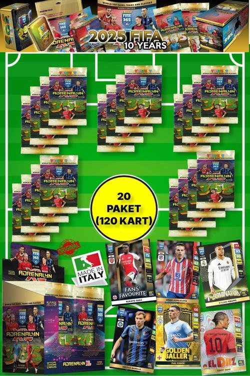 Panini Adrenalyn Fifa 365 - 2025 Official Trading Card Futbolcu Kartları - 20 Paket (120 Kart)