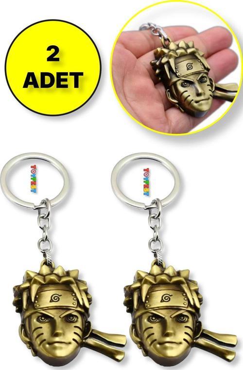 Naruto 3D Büst Figür Metal Anahtarlık - Bakır Renk - 2 Adet