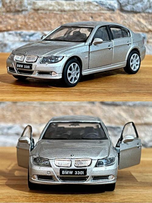 Bmw 330İ Çek Bırak Die - Cast Metal Model Araba - Gri 11.5 Cm