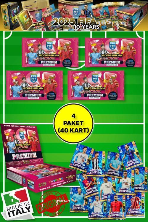 4 Paket Panini Fifa 365 - 2025 Official Special Edition Premium Card Futbolcu Kartları - (40 Kart)