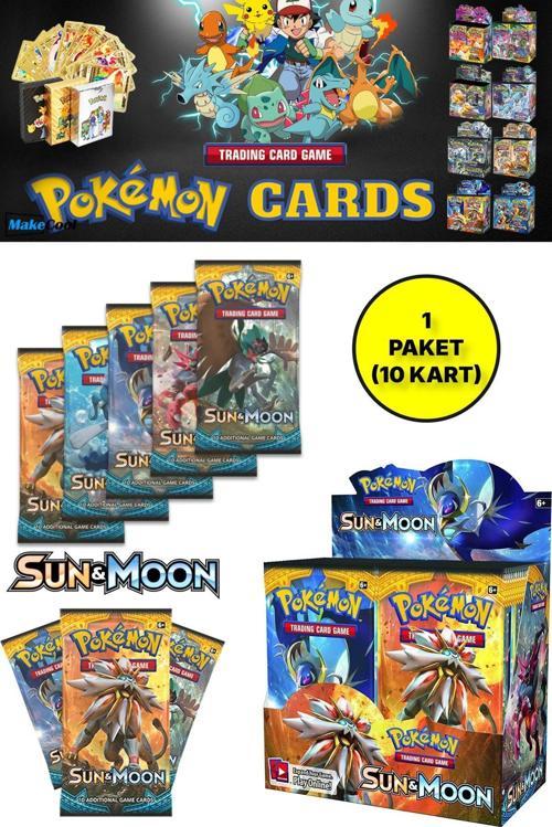 Lisanssız Pokemon Oyun Kartı Tcg Sun & Moon Booster Pack - 1 Paket (10 Kart)