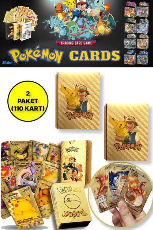 Lisanssız Pokemon Oyun Kartı Tcg Gold Starter Box Pack - 2 Paket (110 Kart)