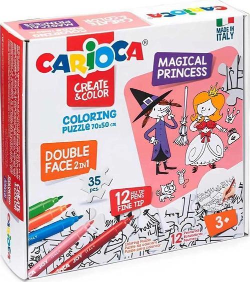 Carioca Boyanabilir Puzzle Magıcal Princess 35 Parça Çift Taraflı 12 Adet Joy Keçeli 42941