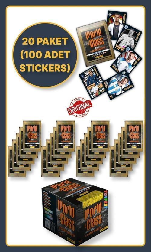 Panini Fifa World Class Koleksiyon Futbolcu 2024 Sticker Çıkartmaları + 20 Paket (100 Adet Sticker)