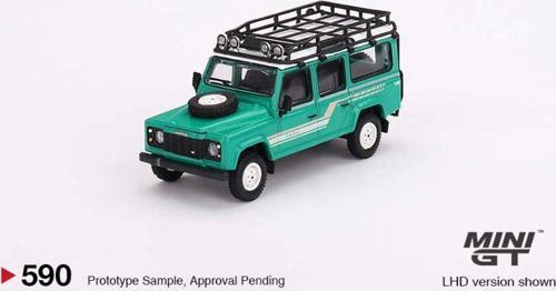 Mini Gt 1/64 Land Rover Defender 110 1985 County Station Wagon Trident Green