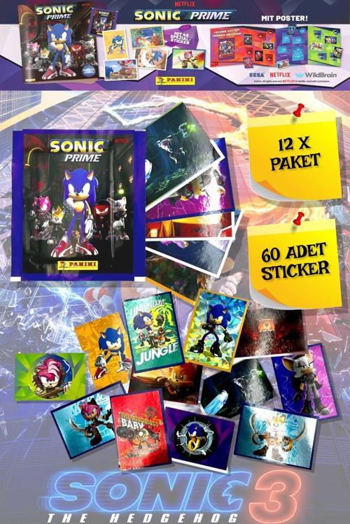 Panini Sonic Prime The Hedgehog Movie - 3 Filmi Sticker Çıkartma - 12 Paket ( 60 Adet Sticker )