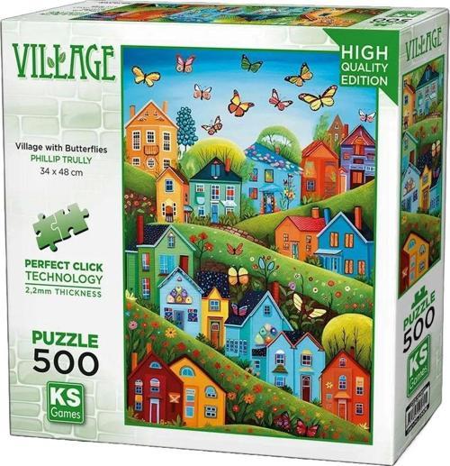 Ks Games Village With Butterflies Puzzle 500 Parça 20079