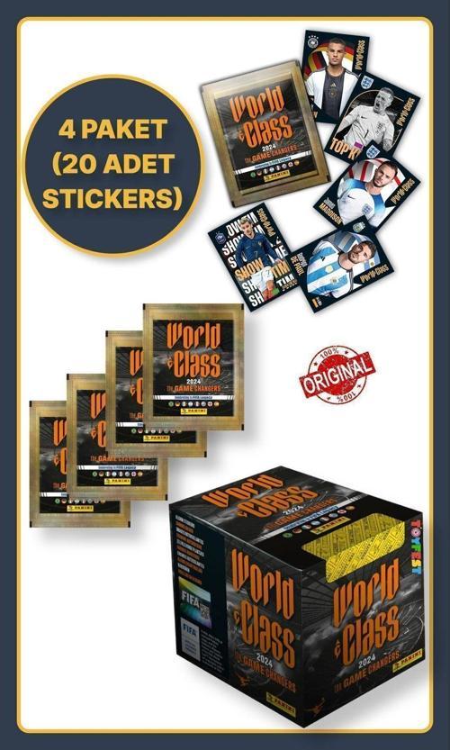 Panini Fifa World Class Koleksiyon Futbolcu 2024 Sticker Çıkartmaları + 4 Paket (20 Adet Sticker)