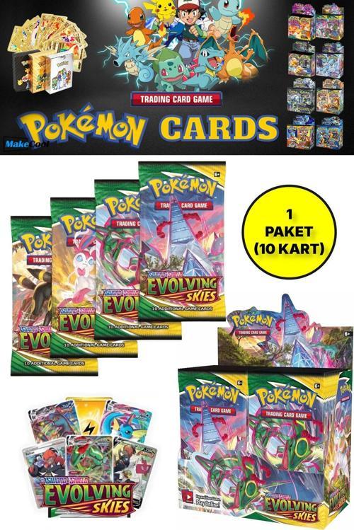Lisanssız Pokemon Oyun Kartı Tcg Sword&Shield Evolving Skies Booster Pack - 1 Paket (10 Kart)