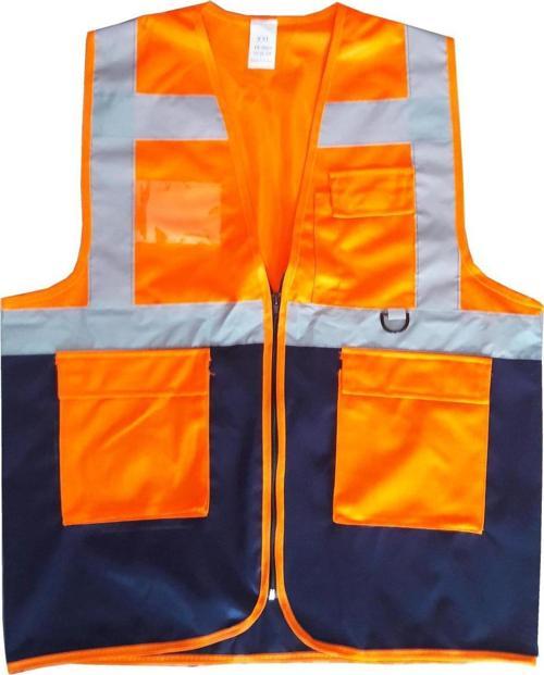 Yönetici İkaz Yeleği Turuncu/Lacivert  XL Beden
