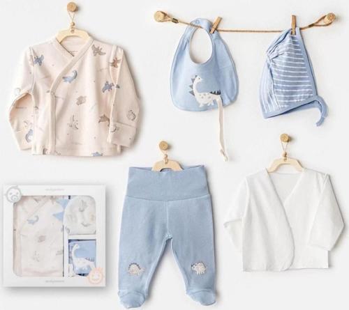 Andywawa Ac25910 Newborn Set Dino 5'li Hastane Çıkışı Beige