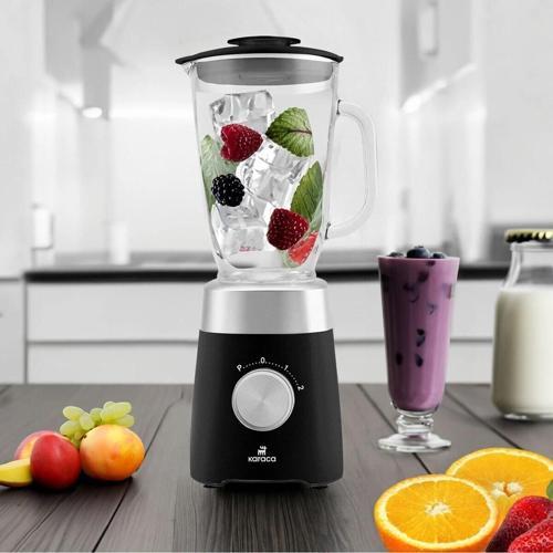 Paslanmaz Çelik Bıçaklar ile Buz Kırıcı 1,5 Lt Cam Sürahili Smoothie Blender Siyah