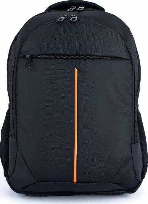 3 Bölmeli Okul Sırt Çantası (Laptop Bölmeli) Siyah-Turuncu 2121