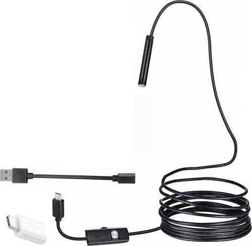 3IN1 MICRO USB+TYPE-C+USB A) ANDROID UYUMLU 8 MM IŞIKLI 5 METRE ENDOSKOP YILAN KAMERA (5060)
