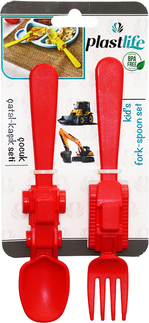 ARAÇ FİGÜRLÜ PLASTİK ÇOCUK ÇATAL - KAŞIK SETİ  GO50609365060