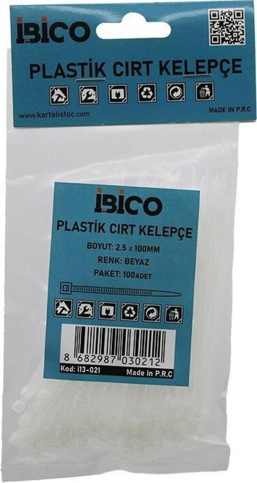 100PCS BEYAZ  2.5X100MM  PLASTİK CIRT KELEPÇE (5060)