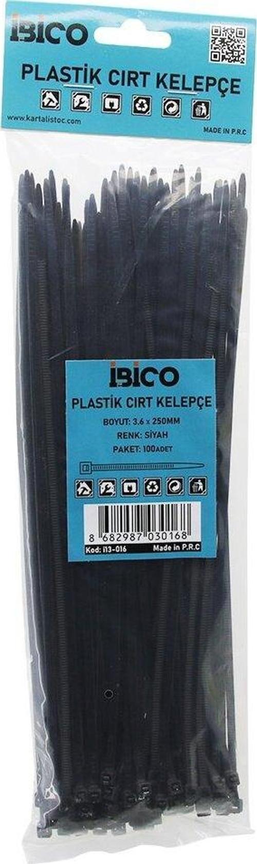 100PCS SİYAH   3.6X250MM  PLASTİK CIRT KELEPÇE (5060)