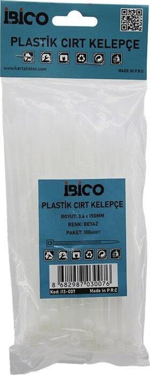 BEYAZ   3.6X150MM  PLASTİK CIRT KELEPÇE  100PCS (5060)