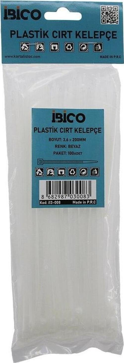 BEYAZ   3.6X200MM  PLASTİK CIRT KELEPÇE  100PCS (5060)