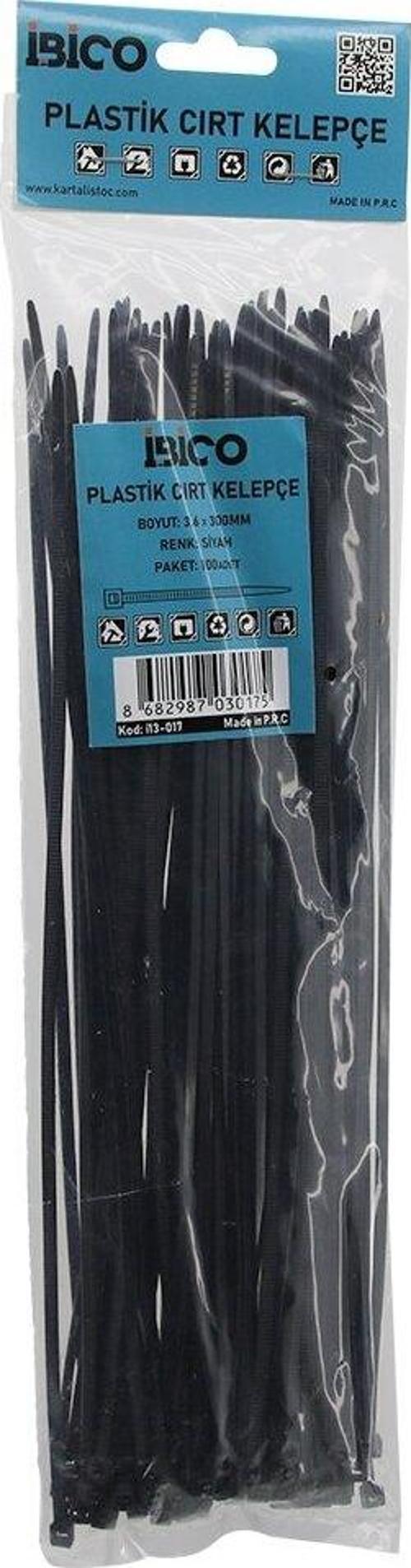 SİYAH   3.6X300MM  PLASTİK CIRT KELEPÇE  100PCS (5060)