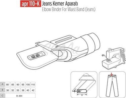 Apere Jeans Kemer Aparatı 100X40MM / Apr 110-K