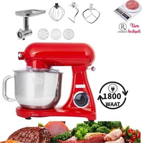 Döküm Gövde Kıyma Çekme Hamur Yoğurma 1800W 6,2 Lt Hacim Premium Mutfak Şefi + Hediyeli