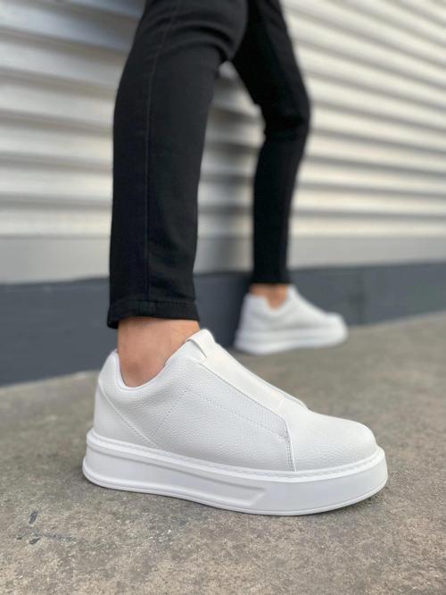 JY007 Alba Bağcıksız Cilt Erkek Günlük Sneaker Ayakkabı CBT Beyaz