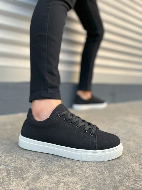 JY122 Mode Bağcıklı Süet Erkek Günlük Sneaker Ayakkabı SBT - Siyah