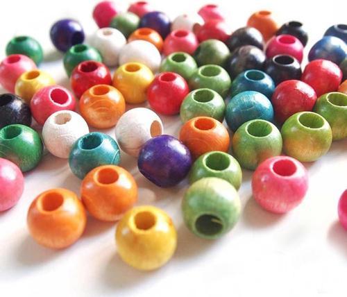 Ahşap Boyalı Boncuk 14  MM 100 GR