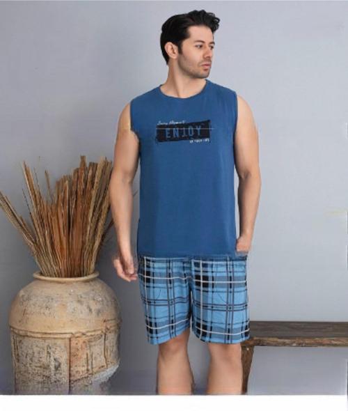 Erkek Bisiklet Yaka Kolsuz Şortlu Pijama Takımı 6185/10 - 1 Adet