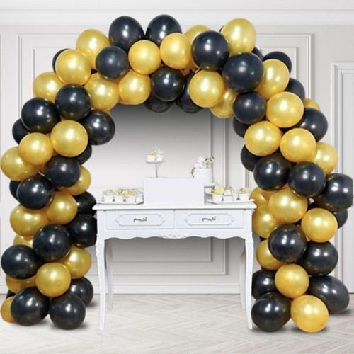 100 Adet 12 İnç 30 Cm Metalik Balon Gold Ve Siyah Doğum Günü Balonu Parti Süsleme