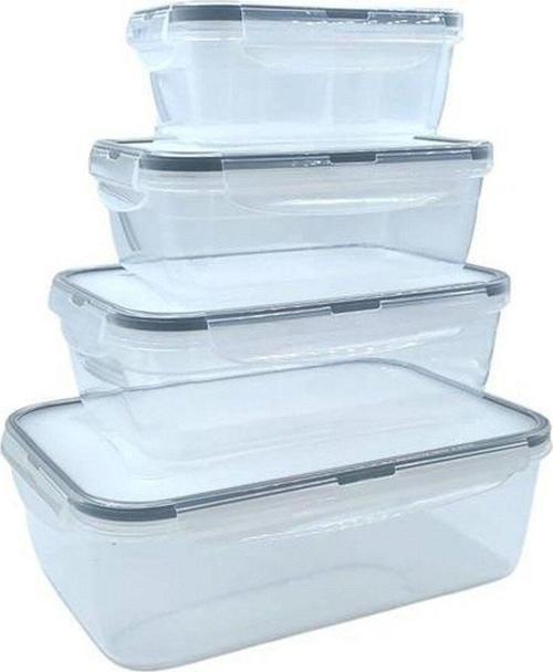 4Lü İç İçe Sızdırmaz Contalı Kilitli Kapaklı Plastik Erzak Saklama Kapları Lc315