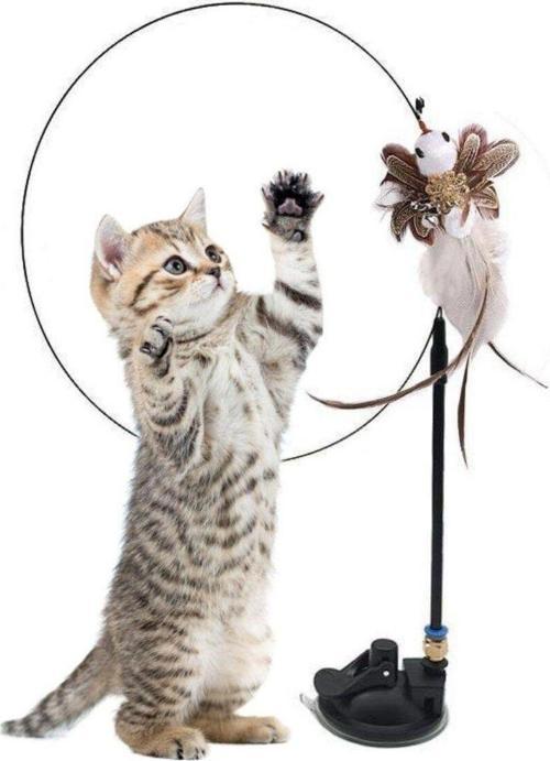 Olta Kedi Oyuncağı Vantuzlu Tüylü Zilli Olta Kedi Oyuncağı 2 Oltalı