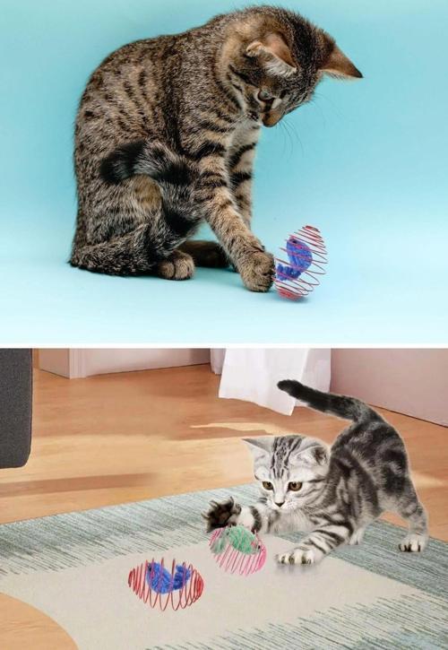 Yaylı Metal Fareli Kafes Kedi Oyun Topu Sıçrayan Spiral Kedi Topu