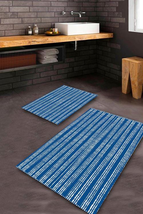  Mavi  Kaymaz Taban  Banyo Paspas Takımı  BPS-5163