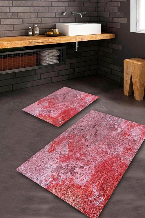  Kırmızı  Kaymaz Taban  Banyo Paspas Takımı  BPS-5256
