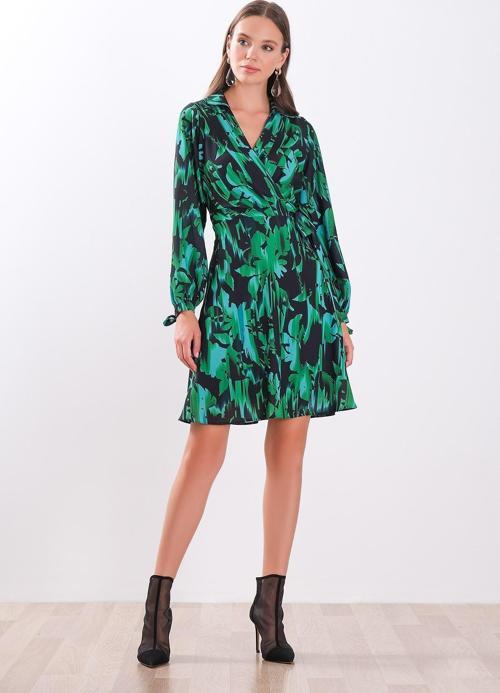 Uzun Kollu Midi Wrap Elbise - Minimalist, Şık, Günlük