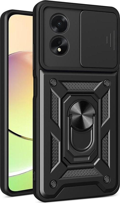 Oppo A38 Uyumlu Kamera Koruma Sürgülü Standlı Tank Kılıf