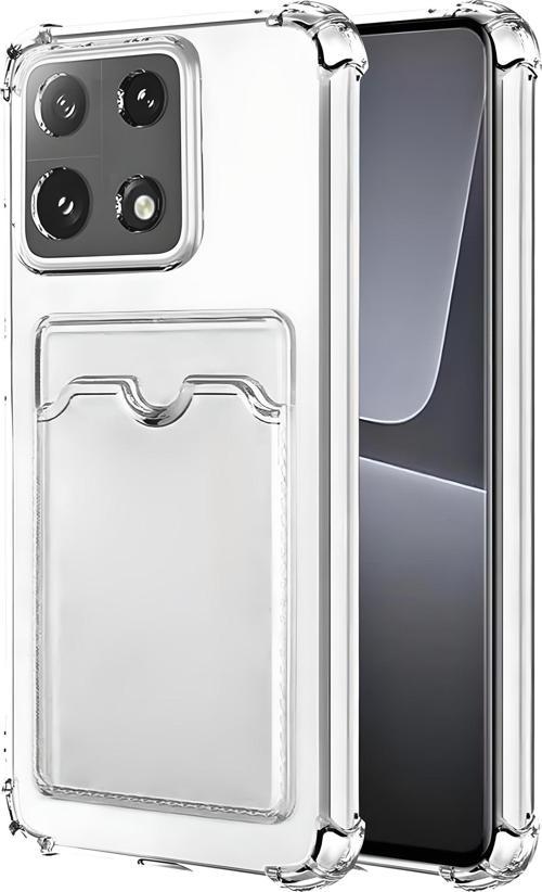 Xiaomi Mi 14T Uyumlu Kamera Korumalı Kartlıklı Köşeleri Airbag Tasarımlı Darbe Önleyici Şeffaf Silikon Kılıf