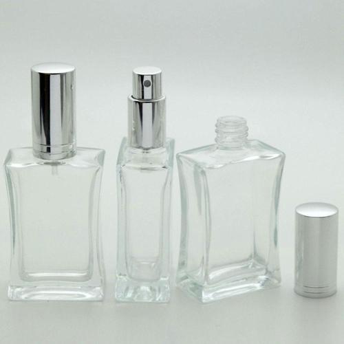 Boş Parfüm Şişesi 50 Ml (2 Adet) (Tekrar Doldurulabilir) Içbükey Gri Metal Valf Ve Kapak Boş Şişe