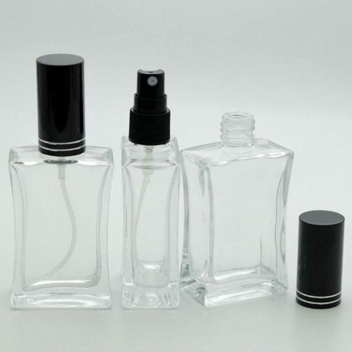 Boş Parfüm Şişesi 50 Ml (2 Adet) (Tekrar Doldurulabilir) Içbükey Siyah Kapak Plastik Valf Boş Şişe