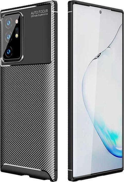 Samsung Galaxy Note 20 Ultra Uyumlu Kamera Korumalı Darbe Önleyici Carbon Brushed Silikon Kılıf