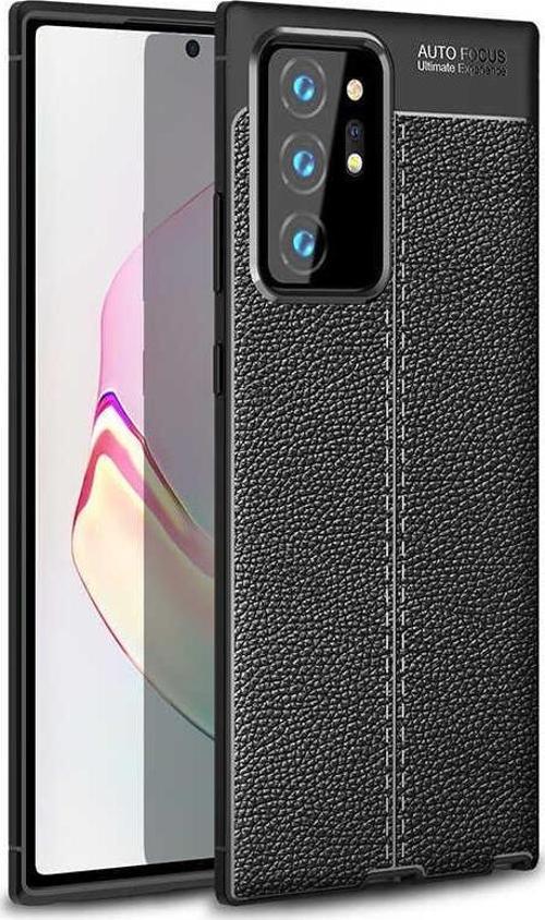 Samsung Galaxy Note 20 Ultra Uyumlu Kamera Korumalı Deri Görünümlü Silikon Kılıf