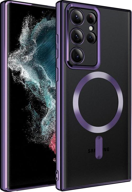 Samsung Galaxy S22 Ultra Uyumlu Kamera Korumalı Magsafe Wireless Şarj Özellikli Lazer Kesim Silikon Kapak