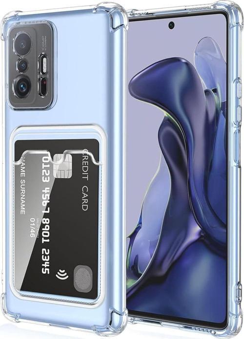 Xiaomi Mi 11T/11T Pro Uyumlu Kamera Korumalı Kartlıklı Köşeleri Airbag Tasarımlı Darbe Önleyici Şeffaf Silikon Kılıf