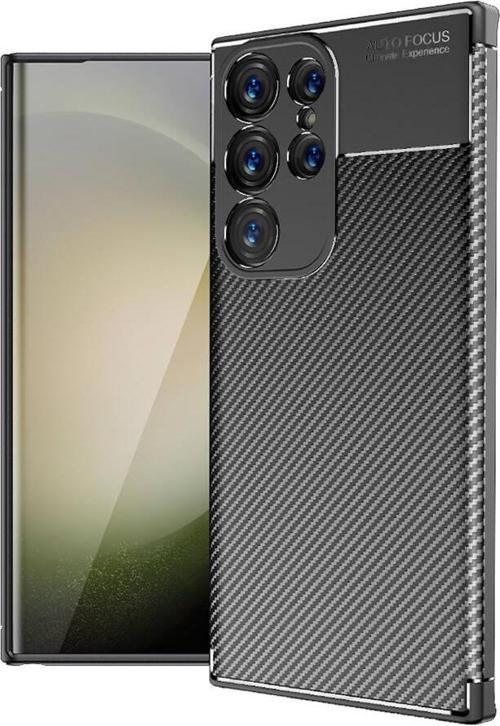 Samsung Galaxy S24 Ultra Uyumlu Kamera Korumalı Darbe Önleyici Carbon Brushed Silikon Kılıf