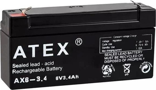 6 Volt - 3.4 Amper Yatık Akü
