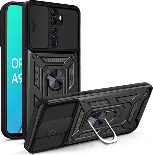 Oppo A9 2020 Uyumlu Kamera Koruma Sürgülü Standlı Tank Kılıf