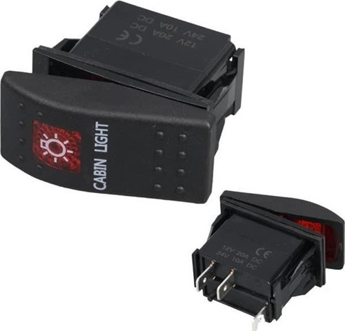 Kabin Sembollü Işıklı 3 Pinli On-Off 12-24V Marin Switch